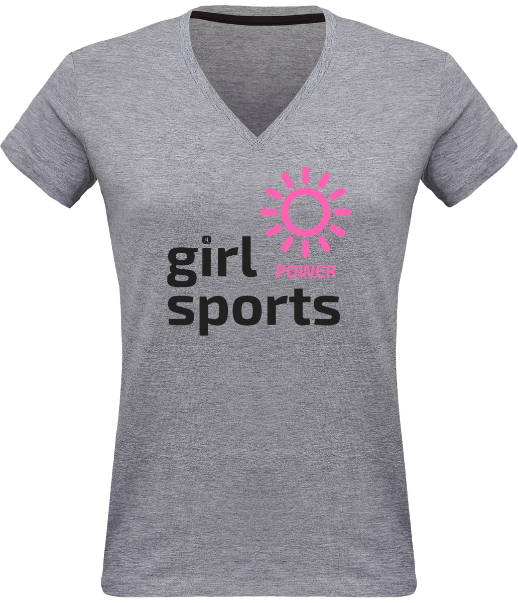 T-SHIRT COL V BASKET FEMME → Girl Power Sports