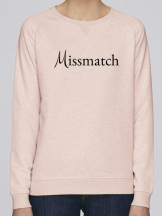 Sweat shirt femme Missmatch col rond coton bio - Rose - Face